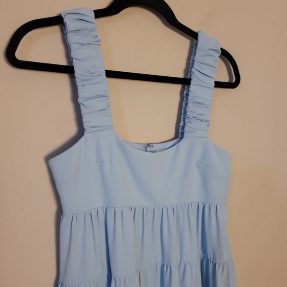 Amanda Uprichard Nicolia Tiered Mini Dress In Ice Blue Sz S - Picture 4 of 9